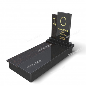 Вертикальный комбинированный памятник из черного и коричневого гранита с закрытой надгробной плитой, модель ОК-11